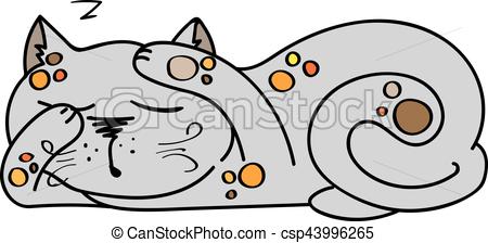 450x224 Illustration Of Sleeping Cute Kitten. Illustration Of Clip Art