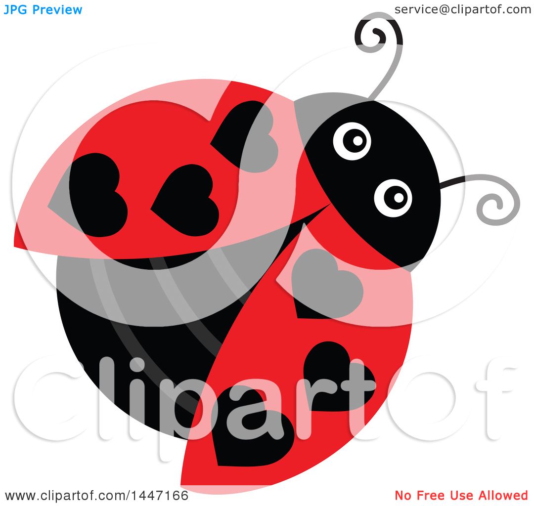 1080x1024 Clipart Of A Cute Ladybug With Black Heart Shaped Dots