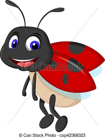 359x470 Vector Ilustration Of Cute Ladybugs Waving Cartoon Clip Art