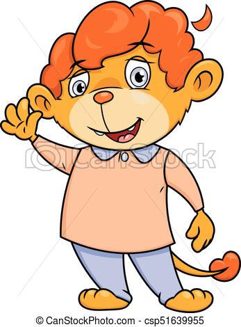 347x470 Little Lion Waving Hand. Illustration Of The Cute Little