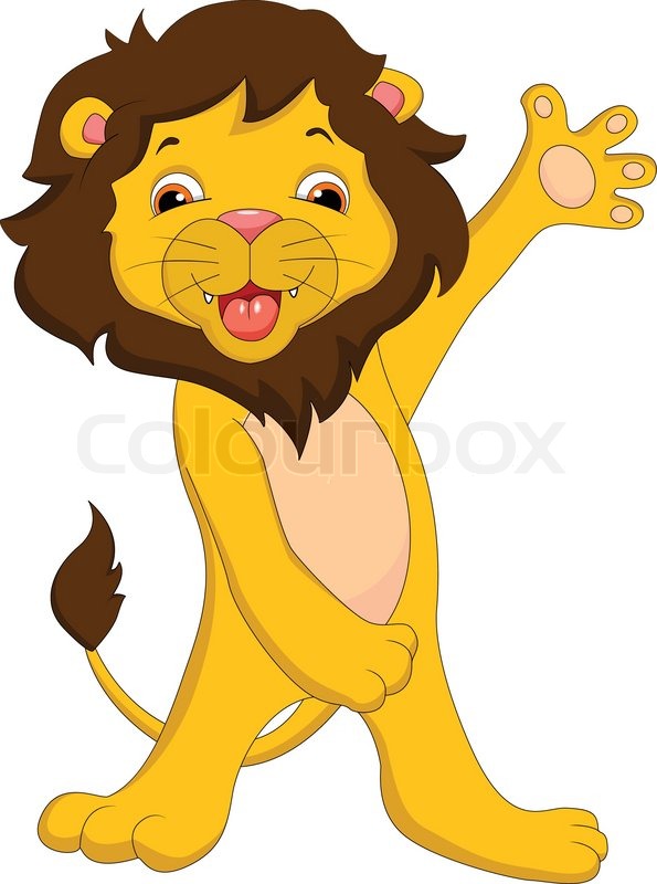 595x800 Baby Lion Cartoon Waving Stock Vector Colourbox