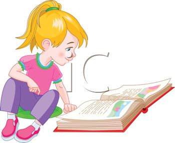 350x285 Royalty Free Clip Art Image Cute Little Girl Reading A Storybook
