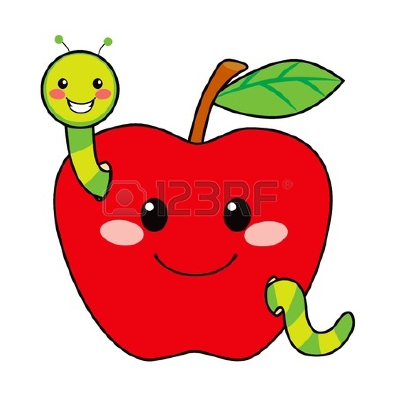 1350x1350 Bitten Green Apple Clipart 14576741 Cute Worm Happy In Love