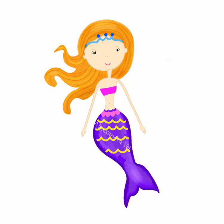 750x750 Girl Clipart Mermaids Clipart Hand Drawn Instant Download