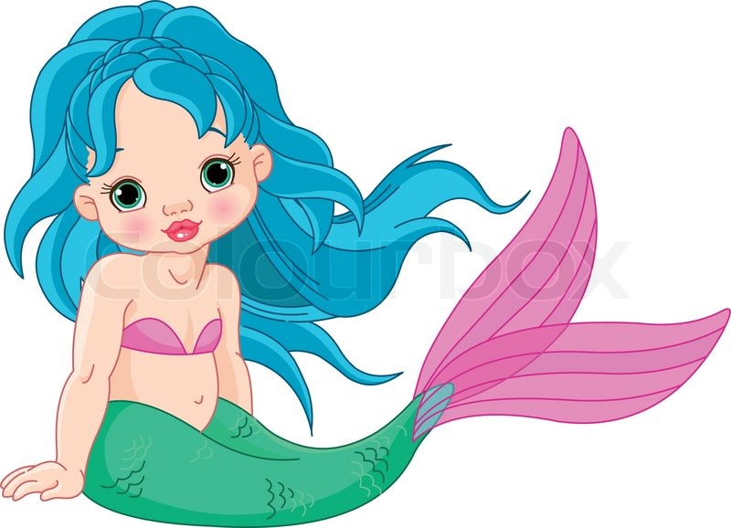 800x578 Illustration Of A Cute Baby Mermaid Girl Stock Vector Colourbox