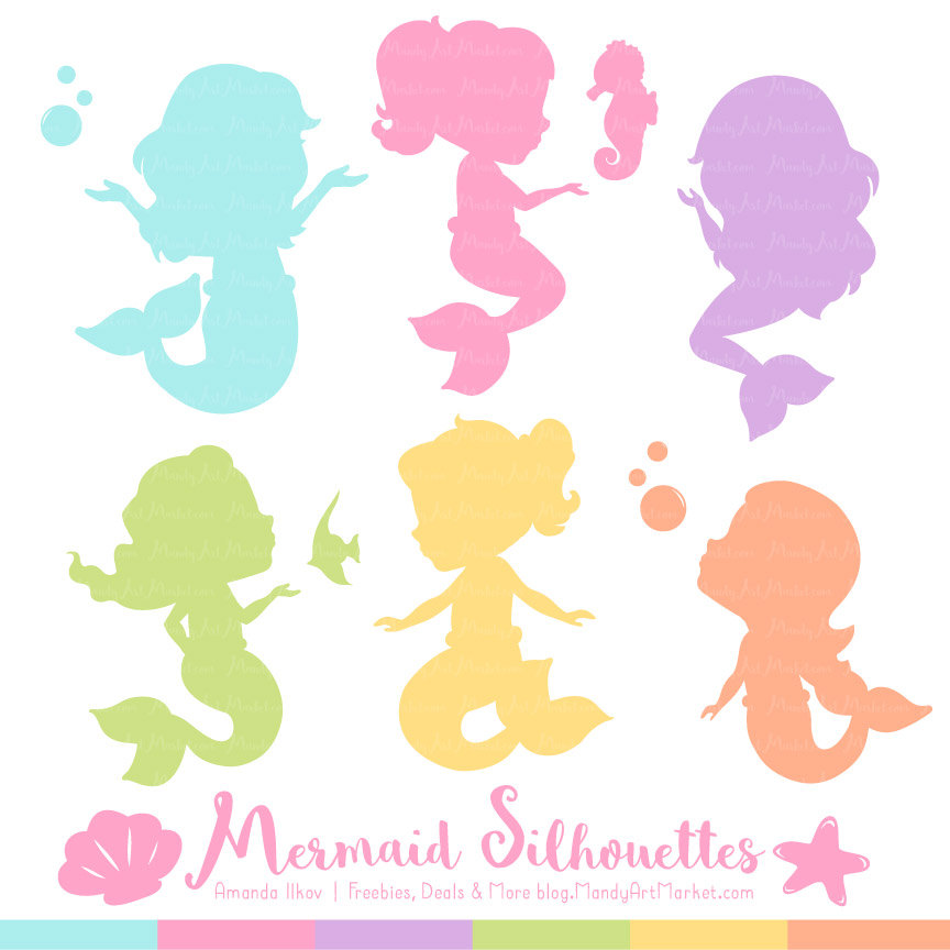 864x864 Professional Mermaid Silhouettes Clipart In Fresh Girl