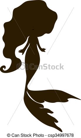 276x470 Cute Little Baby Mermaid Silhouette Vector Illustration Vectors