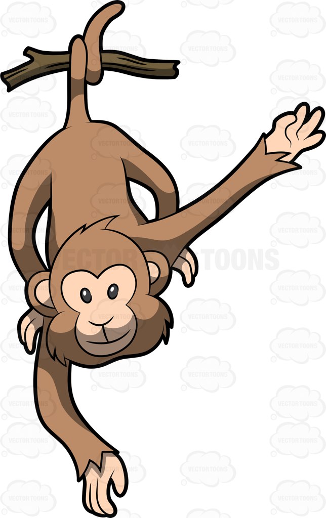 644x1024 A Cute Monkey Hanging From Its Tail Cartoon Clipart Vector Toons
