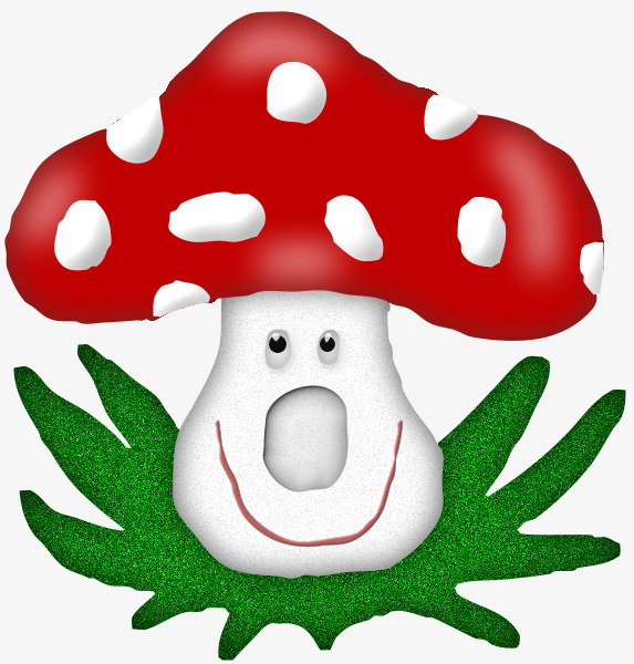 573x600 Hand Painted Cartoon Creative Cute Mushrooms, Personification, Red