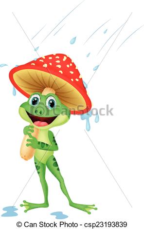 296x470 Vector Illustration Of Cute Frog Cartoon Wearing Rain Gear Under