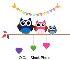 229x194 Owl Mom Owl Family Clipart Vector