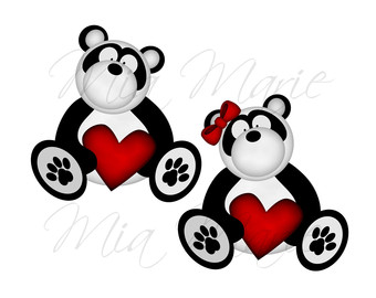 340x270 Valentine Panda Bear Clipart