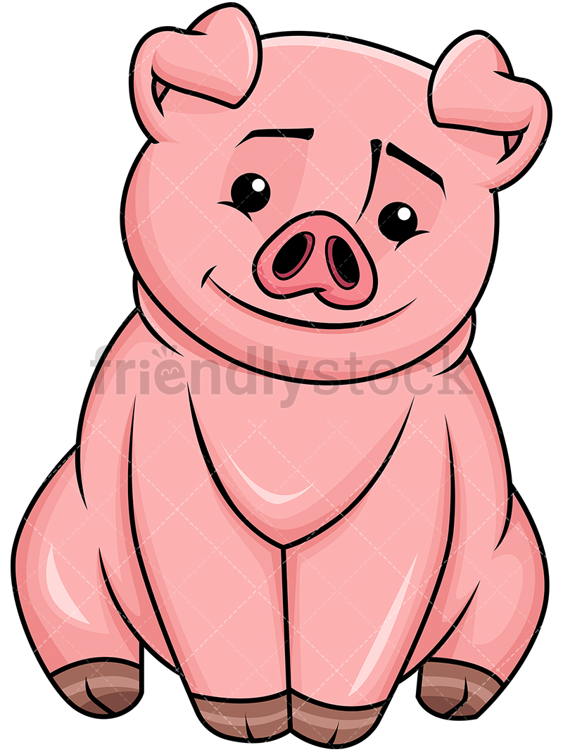 800x1067 Cute Pig Smiling Vector Cartoon Clipart