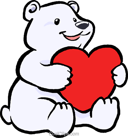 444x480 Polar Bear With A Heart Royalty Free Vector Clip Art Illustration