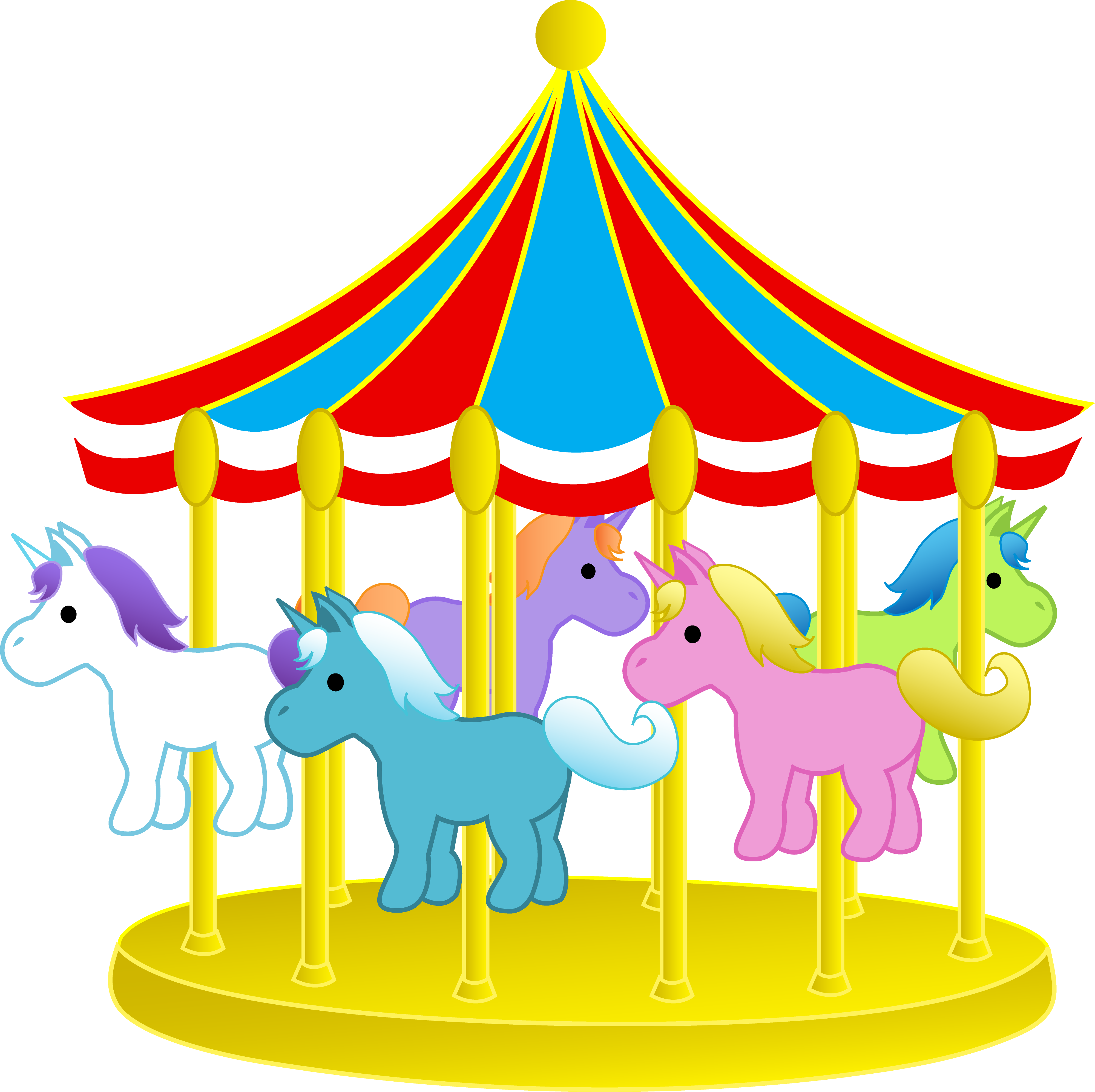 3999x3987 Free Clip Art Of A Colorful Carousel With Cute Ponies Sweet Clip