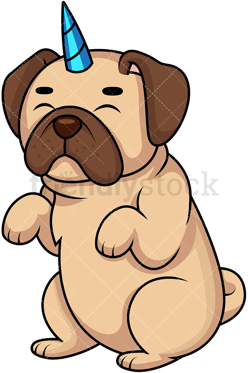 800x1200 Pug Dog Unicorn Pugicorn Cartoon Vector Clipart