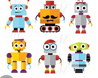 340x270 Cute Robot Clipart Etsy