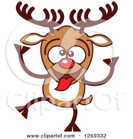 450x470 Clipart Of A Goofy Christmas Rudolph Reindeer Making A Funny Face