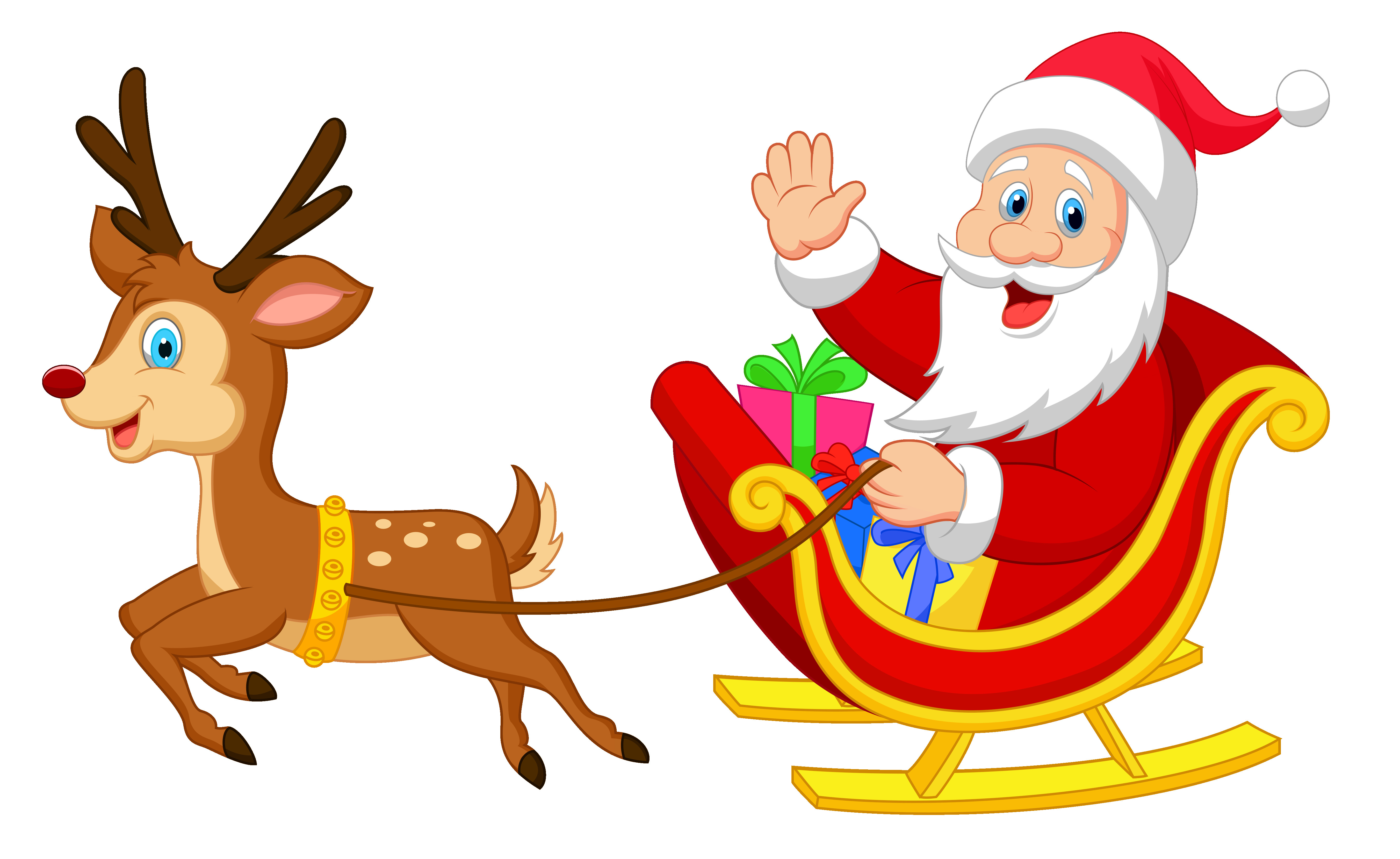 5406x3316 Cute Red Nosed Reindeer Clipart Free Clip Art Beautiful Santa