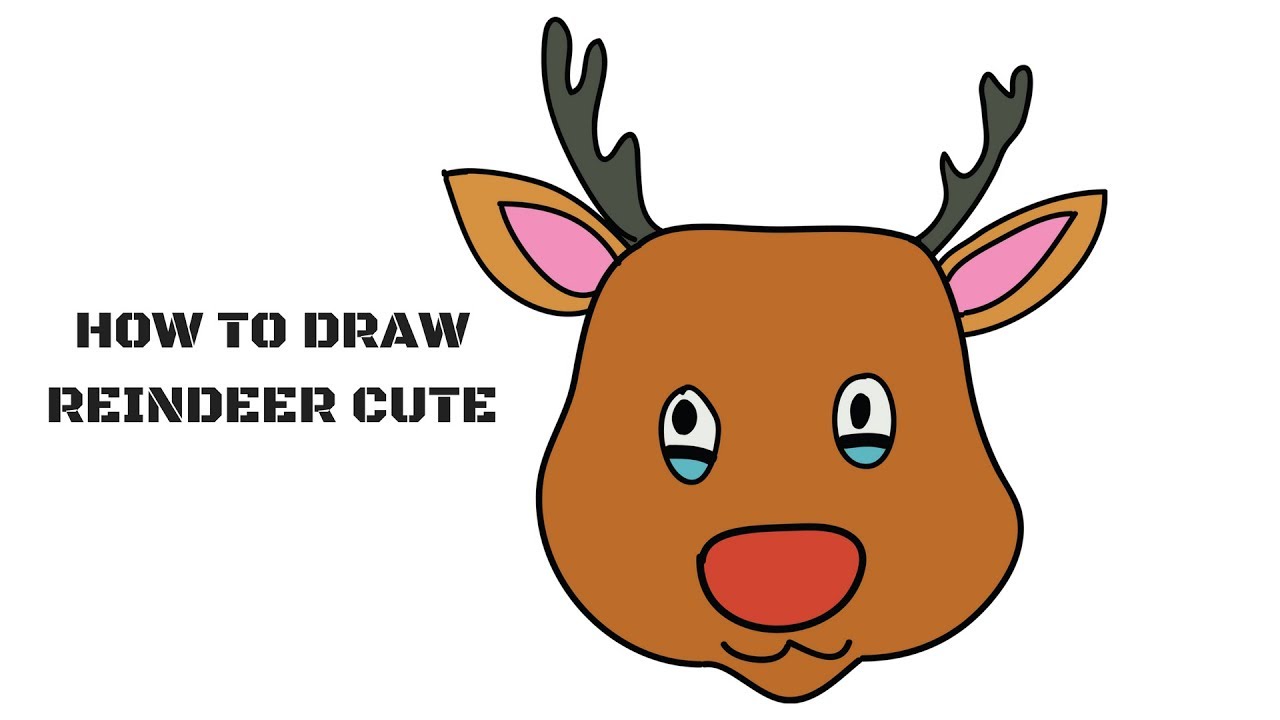 1280x720 How To Draw Reindeer Cute Step By Step Draw Cartoon Rudolph