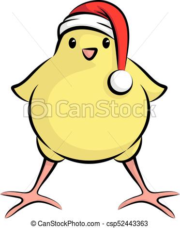 372x470 Cute Little Chick With Santa Claus Hat For Christmas Party