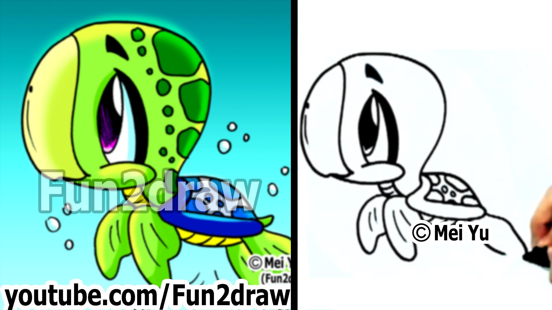 1920x1080 Drawn Sea Turtle Cute