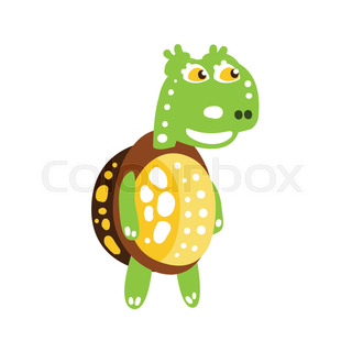 320x320 Grumpy Cartoon Turtle. Vector Clip Art Illustration With Simple