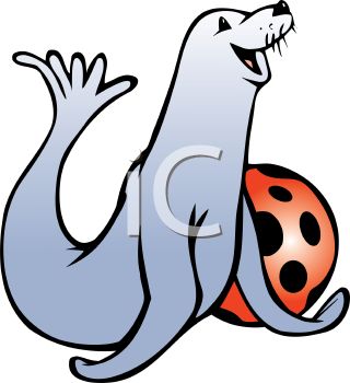 320x350 Cute Cartoon Seal With A Ball