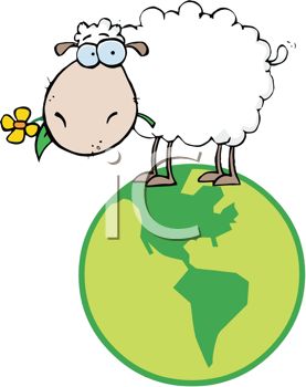 277x350 Cute Cartoon Sheep Standing On Top Of The World