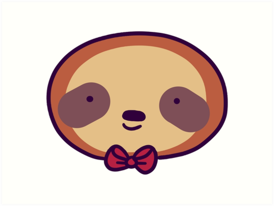 549x413 Cute Bowtie Sloth Face Art Prints By Saradaboru Redbubble