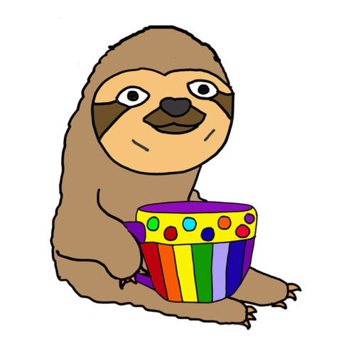 480x480 Cute Sloth Drinking Tea Or Coffee Pop Art Design