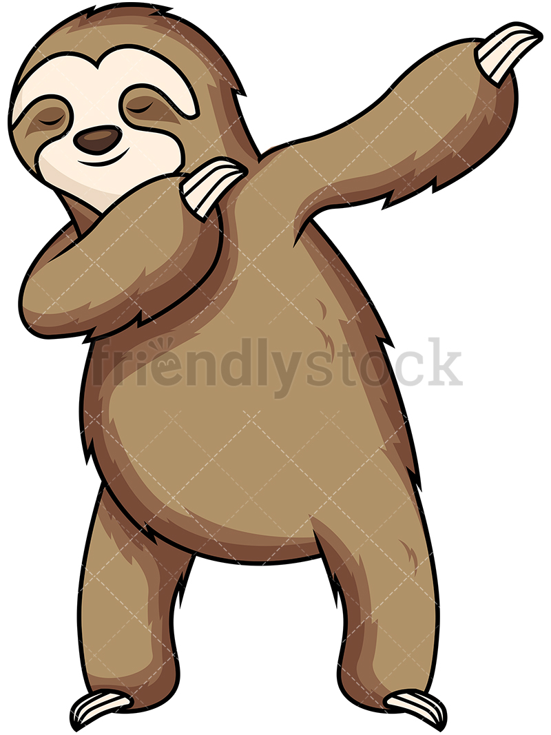 800x1067 Dabbing Sloth Cartoon Vector Clipart