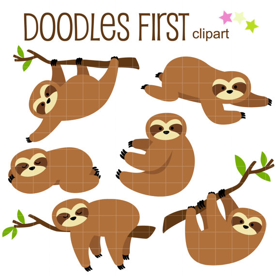 570x570 Sluggish Sloths Digital Clip Art For Scrapbooking Card Making
