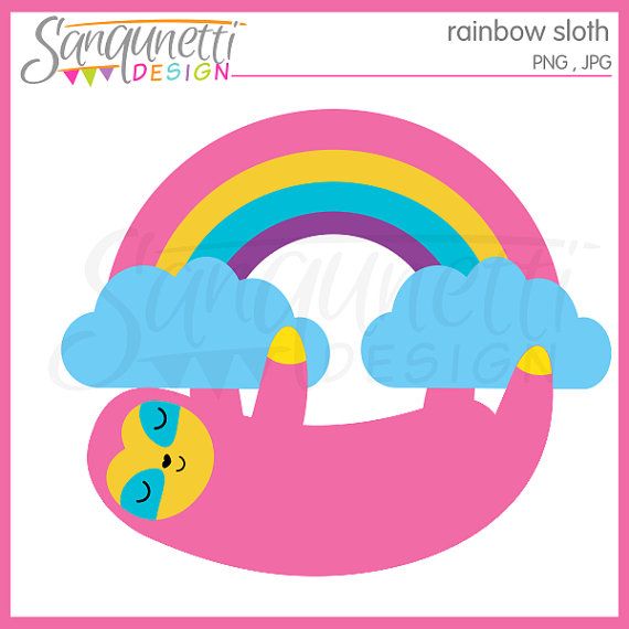 570x570 Sloth Clipart, Sloth Clip Art, Rainbow Clipart, Rainbow Clip Art