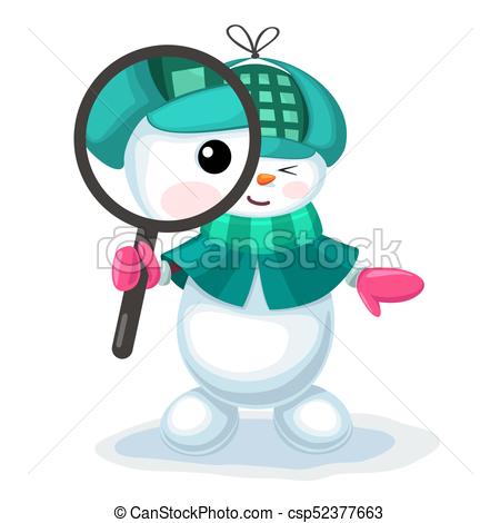 450x470 Vector Illustration Of Cute Snowman Looking Through A Clip Art
