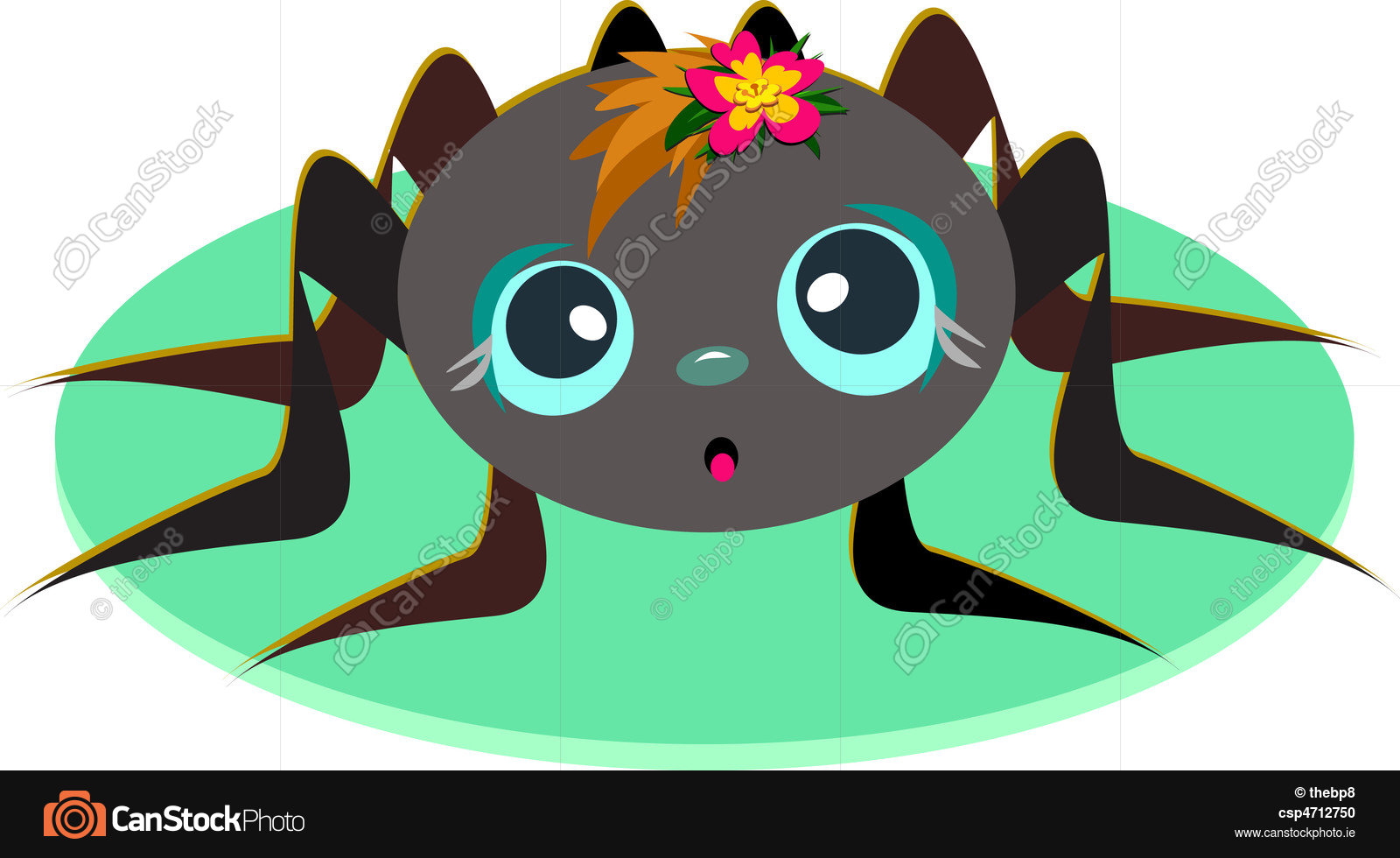 1600x980 This Cute Spider Baby Has A Colorful Flower On Her Head. Vector