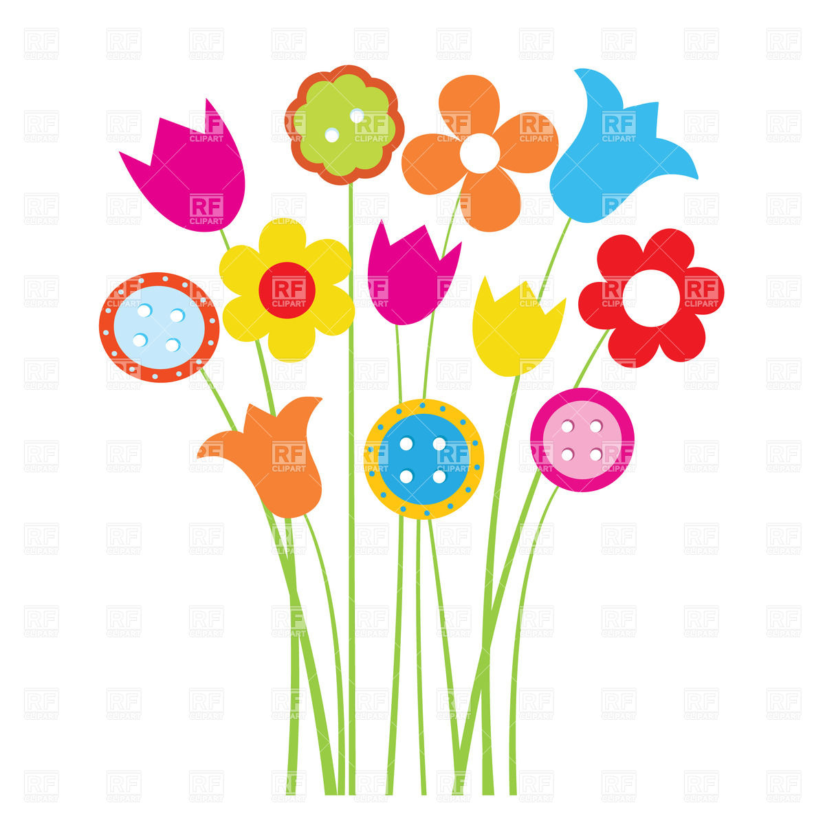 1200x1200 Free Cartoon Flower Clip Art Cute Colorful Cartoon Flowers