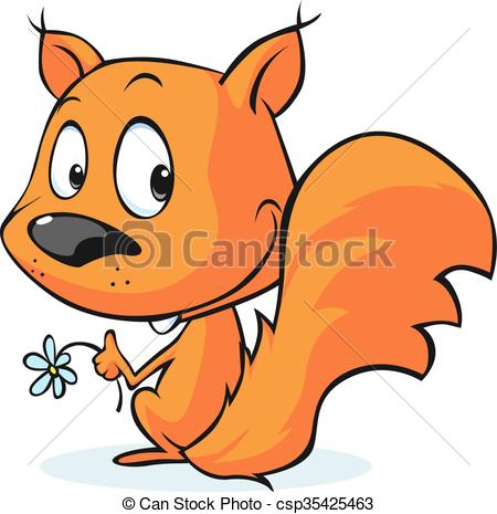 450x465 Cute Vector Red Squirrel Isolated On White Background Clip Art