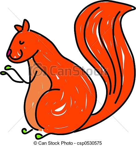 437x470 A Cute Red Squirrel Isolated On White Drawn In Toddler Art