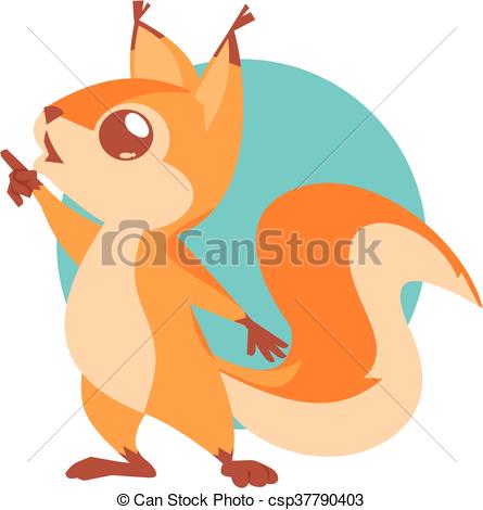 445x470 Vector Illustration Of Cute Squirrel Pointing Up Vector Clipart