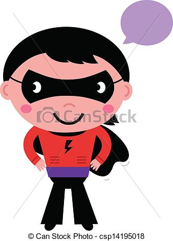 338x470 Cute Superhero Boy With Speech Bubble Isolated On White . Vector