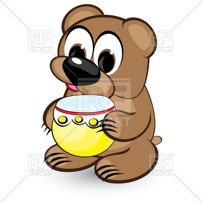 400x400 Cartoon Cute Bear With Honey Pot Royalty Free Vector Clip Art