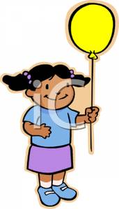 171x300 Clip Art Image A Cute African American Girl Holding A Yellow Balloon