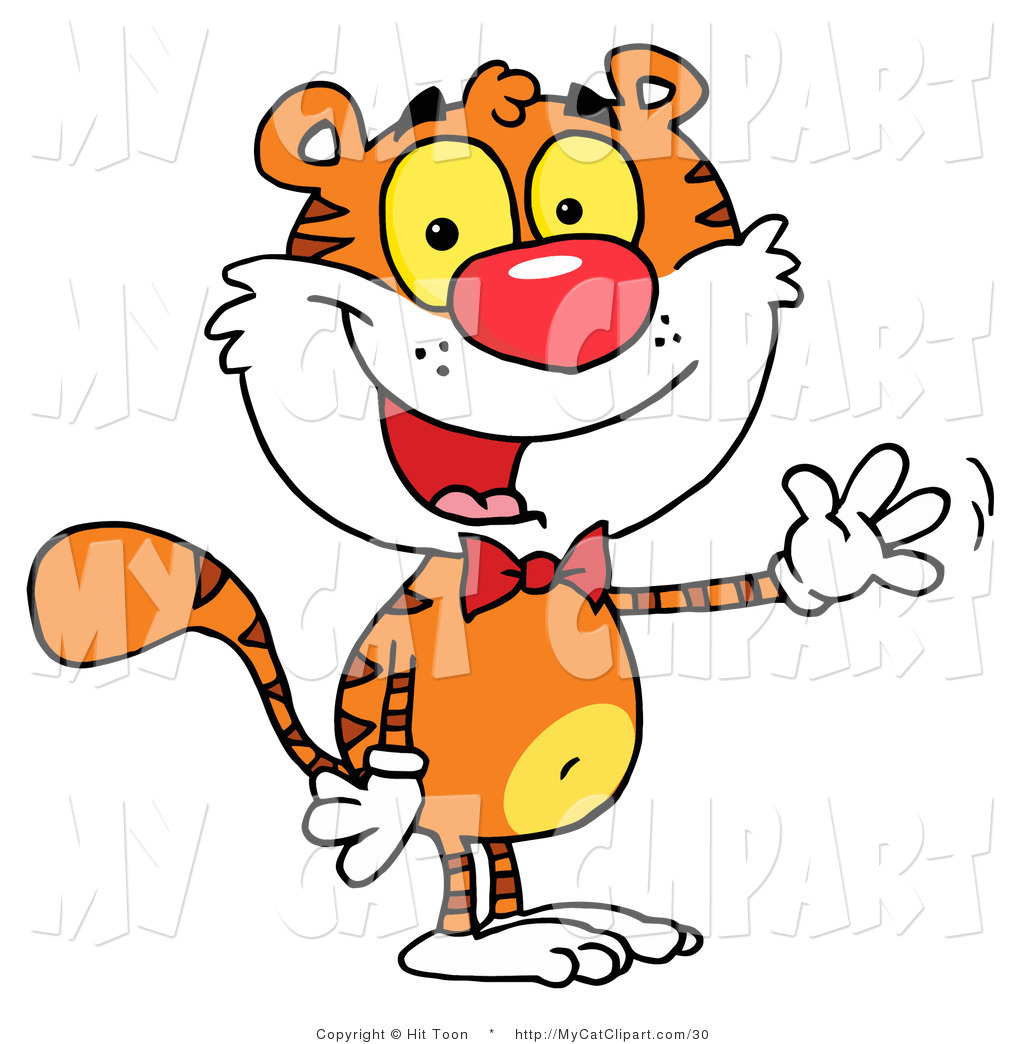 1024x1044 Clip Art Of A Friendly Cute Tiger Wearing A Bow Tie And Waving By