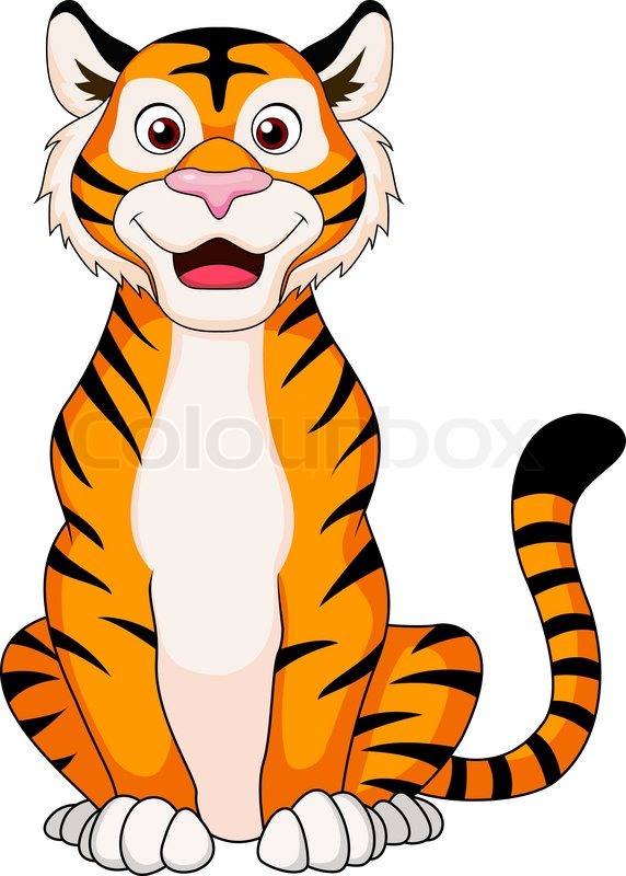 572x800 Vector Illustration Of Cute Tiger Cartoon Sitting Stock Vector