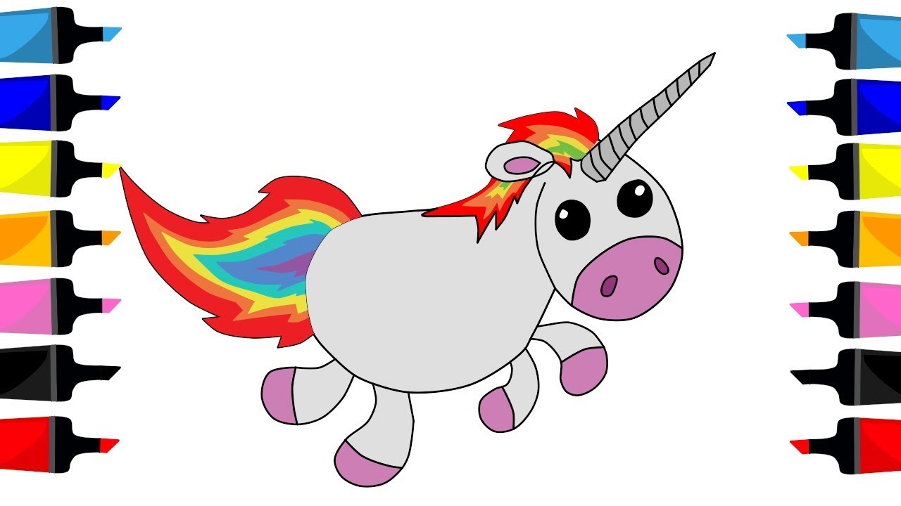 1280x720 How To Draw Unicorn With Rainbow Hair Cute Painting For Kids