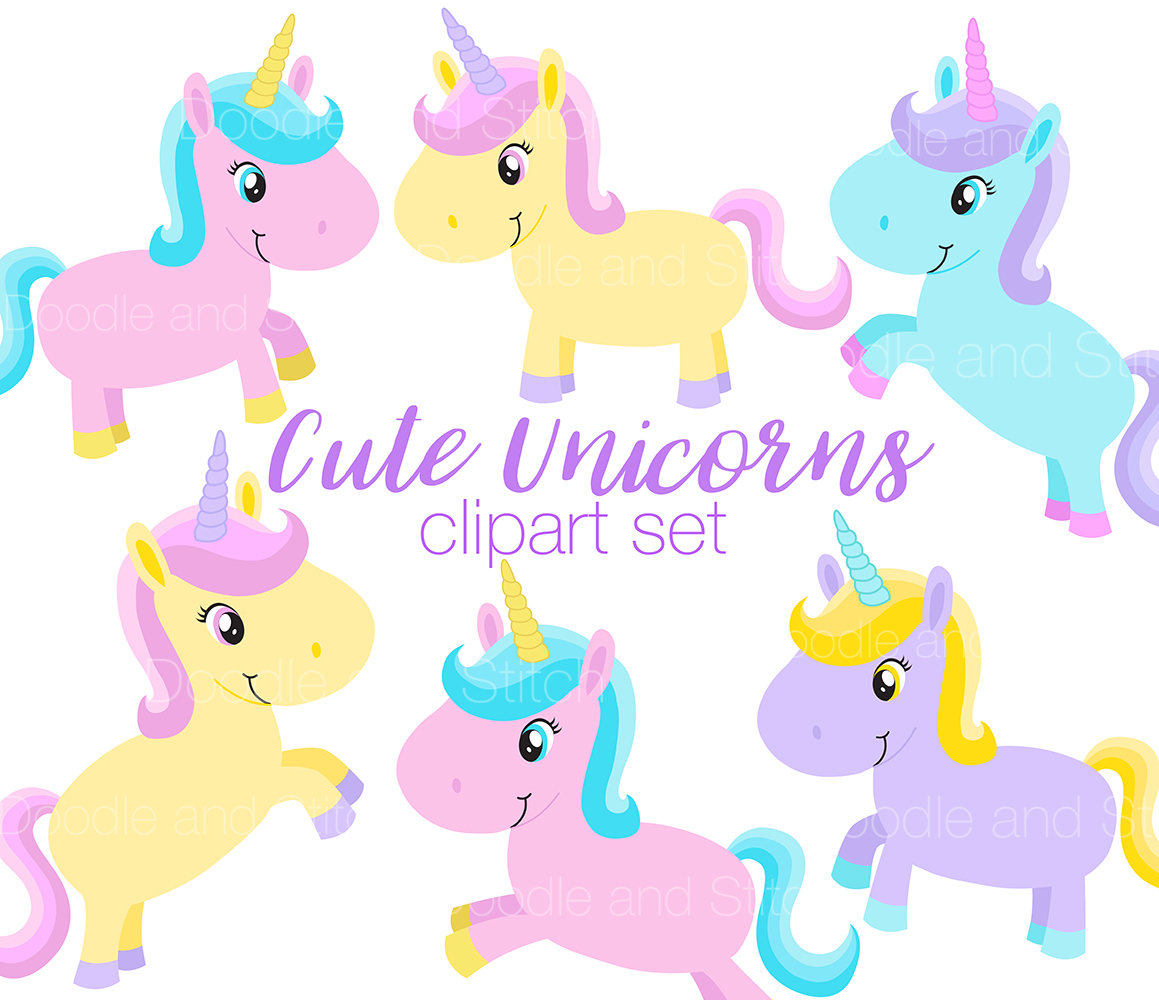 1159x1000 Unicorn Clipart Set, Cute Unicorns Clip Art Illustrations, Pastel
