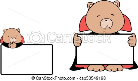 450x266 Cute Baby Teddy Bear Cartoon Halloween Vampire Costume Eps