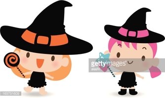 334x200 Cute Witch Holding Lollipop And Magic Wand Stock Vectors