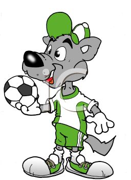 256x350 Cartoon Wolf Soccer Player Holding A Soccer Ball